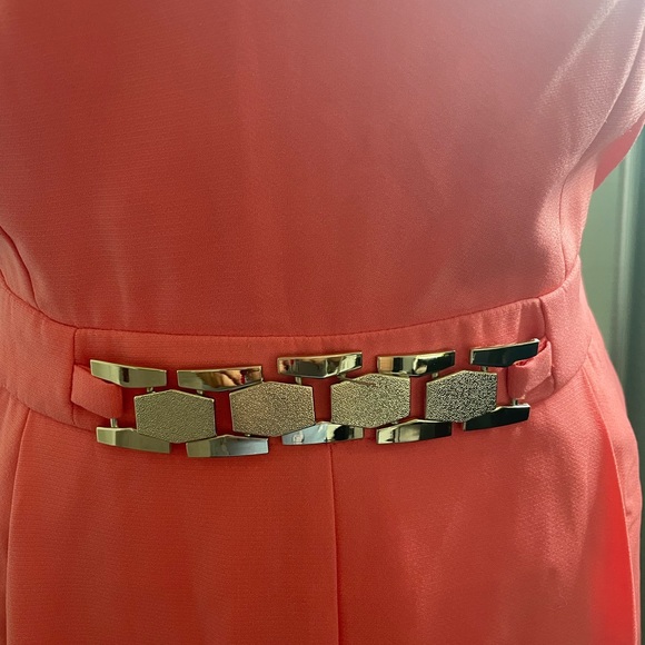 Coral with gold belt jumpsuits - Picture 5 of 12